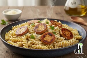 طرز تهیه پاستا با شیر و سوسیس گیاهی