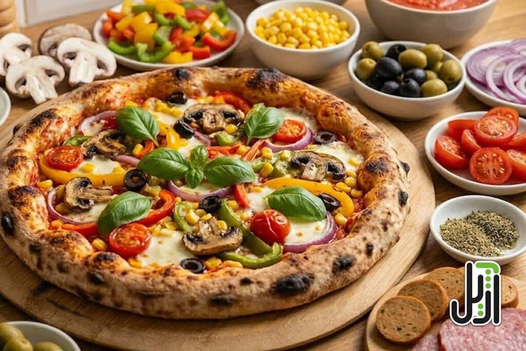 طرز تهیه پیتزا گیاهی بدون فر