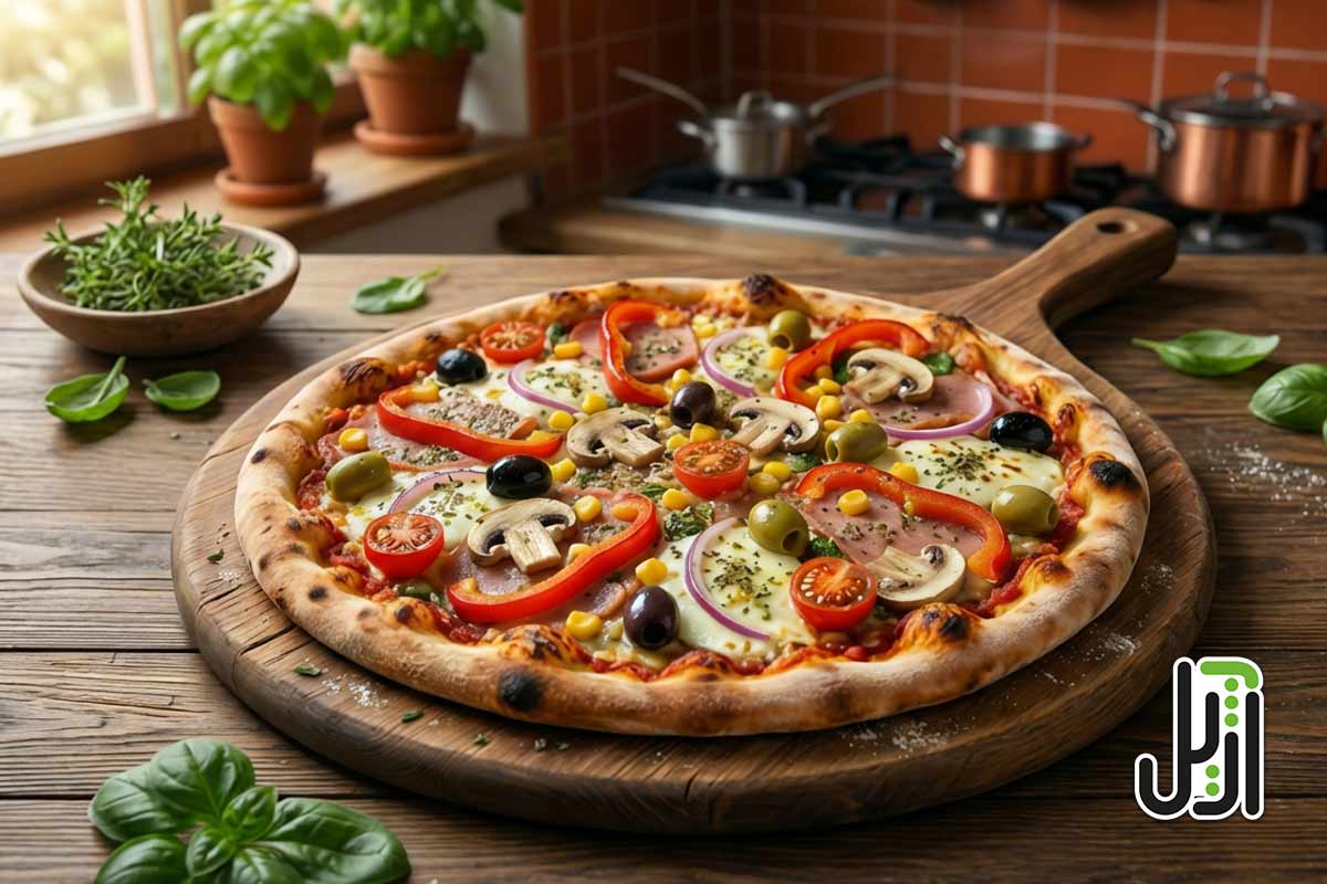 طرز تهیه پیتزای مخصوص گیاهی رستورانی در خانه